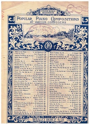 Chant Sans Paroles Sheet Music Peter Tshcaikowsky