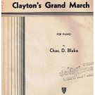 Clayton's Grand March Sheet Music Chas Blake