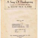 A Song Of Thanksgiving Sheet Music Old Dutch Melody David Slater