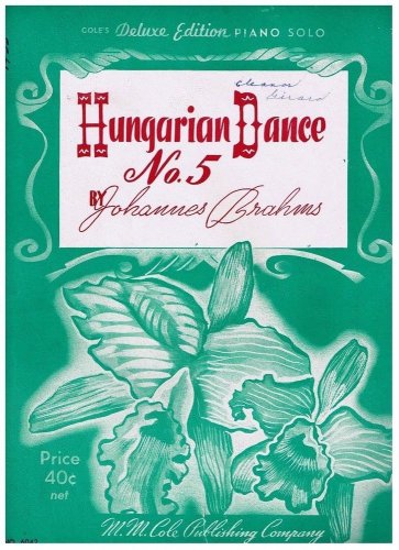 Hungarian Dance No. 5 Sheet Music Johannes Brahms Piano Solo