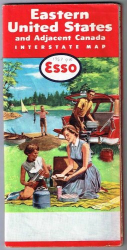 Esso Eastern United States Road Map 1957 Adjacent Canada
