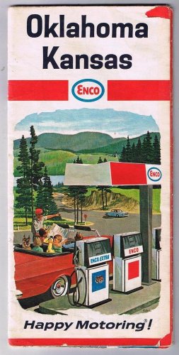 Oklahoma Kansas Enco Road Map 1966