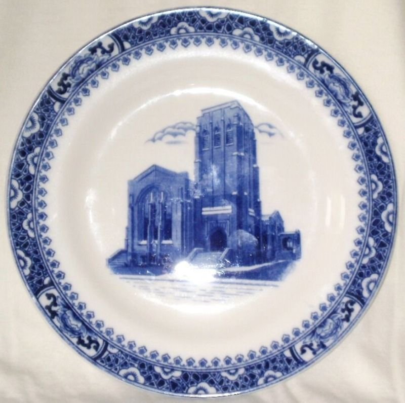 VINTAGE SOHO Pottery Satsuma Plate Building Cobridge Made in England