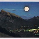 Banff Alberta Postcard Moon Over Banff Mountains City Lights