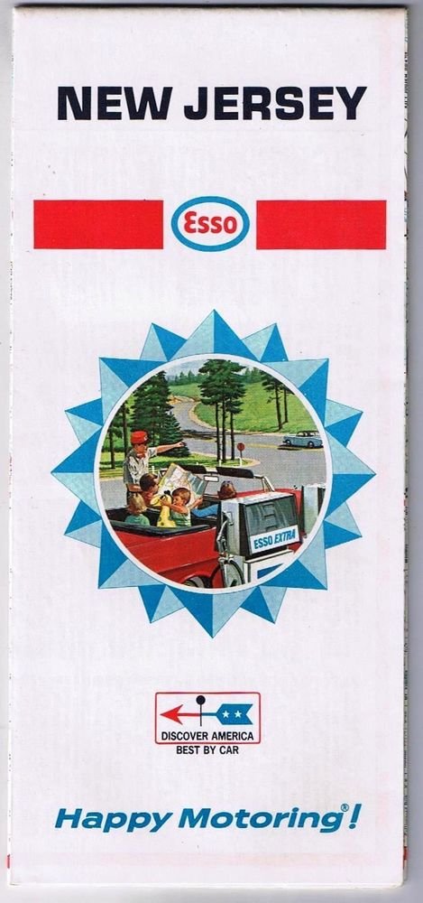 1967 Esso New Jersey Vintage Road Map 