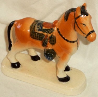 Hand Painted Horse Pony Figurine Made in  Japan Saddle
