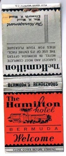 BERMUDA Match Cover Hamilton Hotel Ohio Match Pre-1935