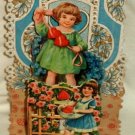 Germany Die Cut Valentine Card Vintage Honeycomb Fold Out Boy Girl Hearts Roses