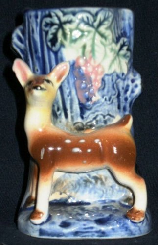 Hand Decorated Deer Blue Tree Japan Planter