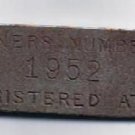 Roach Bros Garage Car Automobile Registration Tag Number 1952 Metal Tag