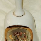 Chokin Art Bell Flowers Butterfly Gold Silver Copper on Grey Background Japan