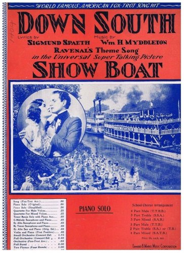 Down South from Showboat Sheet Music Ravenal's Theme Song Spaeth Myddleton