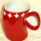 Cotfer Geneva Swiss Red Curved Mug White Plus Signs