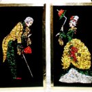 VINTAGE WW2 Era Crushed Colored Foil Lady & Gentleman Montreal 1945 Black Matte