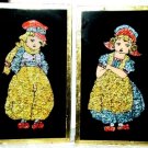 VINTAGE WW2 Era Crushed Colored Foil Dutch Boy & Girl Montreal 1945 Black Matte
