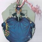 VINTAGE Bridge Tally Card Lady With Blue Dress Fold Out 1930s