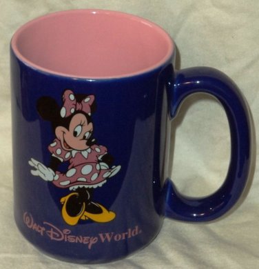 Disney Collectable Mug Minnie Mouse Cobalt Blue Pink Inside