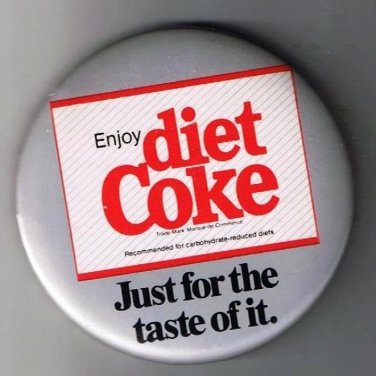 Large Retro Pinback Button Diet Coke Coca-Cola