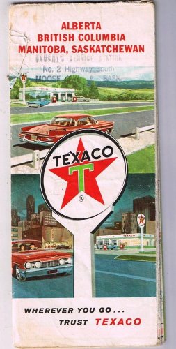 Alberta British Columbia Manitoba Saskatchewan Texaco Road Map 1946