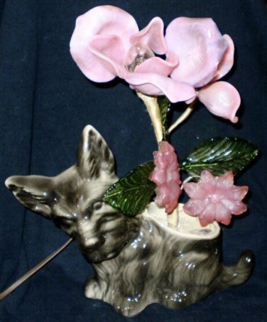 VINTAGE Singer Scottish Terrier Glass Lamp Light