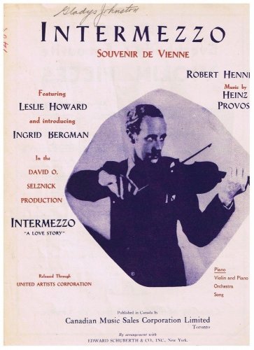 Intermezzo A Love Story Movie Sheet Music Movie Leslie Howard Ingrid Bergman