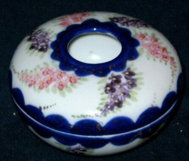 VINTAGE Cobalt Blue Gold Handpainted Hair Receiver