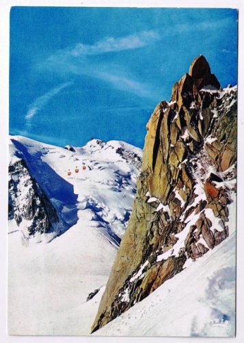 Mont Blanc France Postcard Chamonix Cablecars to Blanche Valley