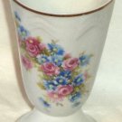 Limoges France Porcelain Vase Roses Blue Pink Astors Gold Trim