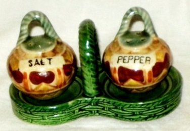 VINTAGE Mexican Baskets Clay Pots Salt & Pepper Shakers Tray Handle