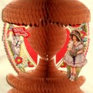 Beistle Die Cut Valentine Honeycomb Card Vintage Large 8" x 6" Young Girl