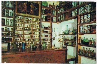 Valledemosa Spain Postcard Old Carthusian Pharmacy Drug Store Bottles Ceramics