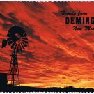 New Mexico Postcard Deming Flaming Southwestern Sunset Windmill