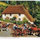Devon England Postcard Cockington Rose Cottage Horse Drawn Caravans
