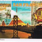 California Postcard San Francisco Collage Bridge Cable Cars Boats