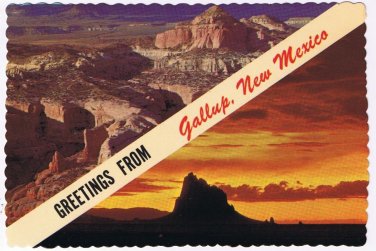 New Mexico Postcard Gallup Red Rocks Shiprock At Sunset