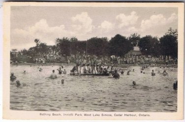 Cedar Harbour Ontario Postcard Bathing Beach Innisfil Park Lake Simcoe