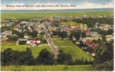 Holyhoke Massachusetts Postcard View From Anniversary Hill Linen Curteich