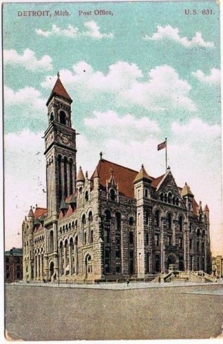 Detroit Michigan Postcard Detroit Post Office 1908 Bardeleben VINTAGE