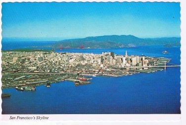 California Postcard San Francisco Skyline Bridge Alcatraz Transamerica Pyramid