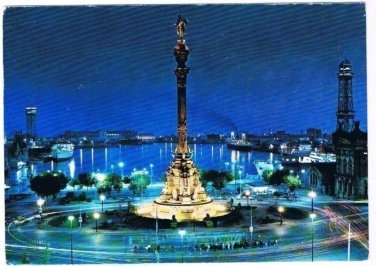 Barcelona Spain Postcard Monument To Christopher Columbus