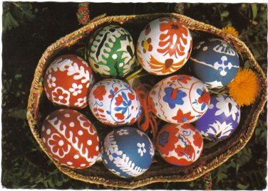 Hungary Postcard Happy Easter Holidays Easter Eggs