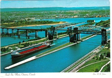 Ontario Postcard Sault Ste Marie International Bridge & Soo Locks