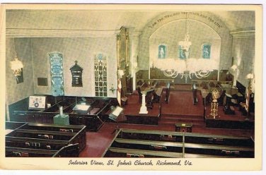 Virginia Postcard Richmond St John's Church Interior View