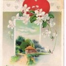 Valentine's Day Postcard Heart Flowers Home Scene Gottschalk Embossed Germany