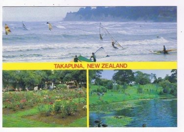 New Zealand Postcard Takapuna Wind Surfing Rose Gardens Multi View