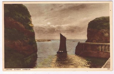 UK Postcard Scotland Leaving Dunbar Harbour RPPC