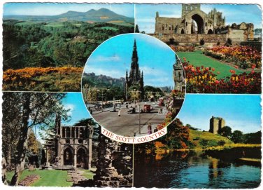 United Kingdom UK Postcard Edinburgh Melrose Abbey Dryburgh Neldpath Castle