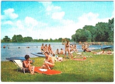 Poland Postcard Rivelin Lipiany Bathers Bikinis Lake Sun