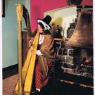England UK Postcard Woman Playing Harp Period Costume