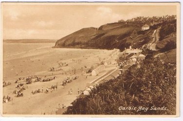 UK Postcard Cornwall Carbis Bay Sands RPPC